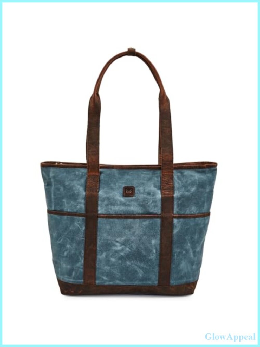 Large Waxed Canvas & Leather Tote Bag for Women Work Shoulder Handbag